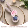 Table Cloth 4 Pcs Decor Rose Napkin Rings Wedding Holder Artificial Flower El Buckle Holders Pink Dining