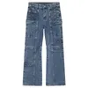 Jeans pour hommes Hip Hop Micro Corne High Street Casual 2024 Printemps Coréen Vintage Zipper Personnalité Couleur Unie Coton Lâche