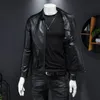 2023 Herbst/Winter neuer Männer Ledermantel Revers Motorrad -Lederjacke Schlanker europäischer Stati Jugend PU Ledermantel Männer S69X#