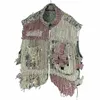 pfhq Gilet da uomo Wed Thick Camoue Patchwork Zipper Persality Outdoor Summer Worn Out Vintage Versatile Gilet 21Z3508 F4Mq #