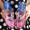 Hausschuhe CO320hionable Sandalen für Frauen Sommer Netto Infrarot Tragen Student Koreanische Version Kristall Flip-Flops Flache Soziale Transparent Strand