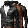 Bomber Coat Outwear Cool Motorcycle Fashion Winter Men Jacket Autumn Slim Fit Mens Leather Streetwear Collar s 240320