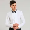 Chemises habillées pour hommes chemise formelle fête de mariage élégante avec nœud papillon pour marié à manches longues revers boutonné classique solide