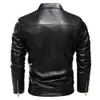 2022 Winter Schwarz Lederjacke Männer Pelz Gefüttert Warme Motorradjacke Slim Street FI Schwarz Biker Mantel Plissee Design Reißverschluss w7jc #