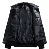 Mens Pu Leather Motorcykeljacka Hip Hop Flocked Brodery Windproof Bomber Jackets FI Oversize Coat Par Streetwear R1MV#
