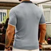 Polos masculinos vintage listra malha polo camisas de manga curta elegante botão para baixo cardigan camisola verão casual roupa confortável t