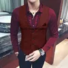 men's Suit Vest Slim Fit Steampunk V Neck Single Breasted Herringbe Sleevel Jacket Casual Party Coletes Homem S46W#