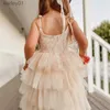 Flickans klänningar Little Girls Dress for Kids Summer Princess Födelsedagsfest GOLE SOBE Wedding Cake Fluffy Dresses Children Ceremonies Kläder YQ240327