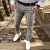 Calças masculinas Coreano Versi Slim Men Plaid Calças Casuais Rua Adolescentes Masculino Quatro Seass Alta Qualidade Formal Terno Calças Homens U7mN #