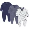 3pieces Solid Color Cotton Baby Boy Clothes Zipper Born Girl Cartoon Long Sleeve Romper Autumn Spring Bebes 240313