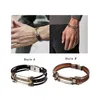 Charme pulseiras pulseira de couro para homens presentes de formatura marrom fecho de aço inoxidável irmão filho namorado marido pai