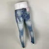 Herenjeans Street Fashion Heren Hoge kwaliteit Retro Lichtblauw Stretch Skinny Fit Vintage Ripped Patched Designer Merkbroek