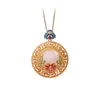 Pendentif Colliers Style chinois Antique Plaqué Or Non-décoloration Imitation Hetian Jade Blooming Collier rond riche et sûr pour les femmes