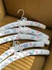 Hangers Clothes Hanger Adult 41cm White Color Flower Embroidery Sponge Fabric High-End Simple Modern Retro Home Wardrobe Storage 3Pcs