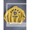 2024 Rouge Jaune Bomber Veste USA Taille AVIREX Casual Athlétique En Peau De Mouton Épaisse Costume De Vol En Cuir Cool Vestes Varsity Jacket Vintage Leather Flight Jacket 371