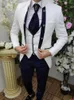 Men's Suits Pattern Jacquard Men With Stand Collar Slim Fit Business Wedding Groom Tuxedo Fashion Blazer (Jacket Pants Vest) 2024