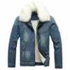 Hiver hommes doublure polaire épaisse col de fourrure veste en jean vêtements d'extérieur pour hommes manteau en denim chaud hommes plus taille veste épaisse streetwear W0PI #