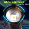 Lampes de poche Torches Super Puissante LED USB Charge Blanc Laser Mèche En Alliage D'aluminium Torche Tactique Zoom Camping