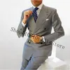 azul 2 peças de linho homens ternos para o casamento Slim Fit noivo smoking Custom Made ternos masculinos Blazer jaqueta calças traje Homme 70gj #