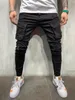 Mens Jeans New Black Biker Cargo Men Mti-Pocket Slim Fit Joggers Trousers Ripped Hole Motorcycle Streetwear Denim Pencil Pants Drop De Dhvm6