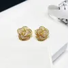 New designer earrings Sparkling Diamond Camellia Earrings for fashion women Earring ear rings Luxury brand jewelry gift