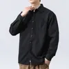 Nova Pure Cott Lg Camisas de Mangas Homens Blusas Confortáveis Casual Solto Estilo Universitário Casal Retro Design Minimalista Camisa X5er #