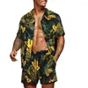 Chemises décontractées pour hommes T-shirt pour hommes Chemise à imprimé floral Set Short à manches courtes Costume Hommes Vêtements Hawaiian Holiday 2 pièces Ensembles MY753