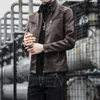 Herbst Neue Männer Casual Fi Stehkragen Schlank PU Leder Jacke Einfarbig Leder Jacke Männer Anti-wind Motorrad s-4XL y2zb #