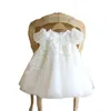 Księżniczka Flower Girl Dress for Wedding White Tiull Applique Puffy with Bow Cute Kids Pageant Party Ball Suknia 240312