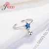Cluster Rings Handmade Top Quality Charm Beads Nice Blue Star Open Ring For Women Fashion Wedding Jewelry Design 925 Sterling Silver