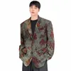 IEFB flockar manlig kostymjacka Ny chic jacquard axel design vänd ned krage mäns blazer koreanska fi vår 2024 9c4578 g1h5#