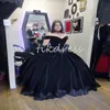 Tarihi Viktorya Siyah Baloları Omuzlar Omuzlar 18. Yüzyıl Kostüm Ortaçağ Rokoko Gece Elbisesi Vampir Gotik Cadılar Bayramı Aplikes Vestido De Novia 2024