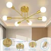 Plafonniers Moderne Créatif LED Lustre Semi-intégré Lampe Pour Salon Chaud Romantique Doré Luminaire Chambre E27