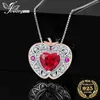 Pendants JewelryPalace Arrival Apple Heart 3.7ct Created Ruby 925 Sterling Silver Pendant Necklace For Woman Fashion Jewelry No Chain