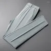 Calças masculinas 2024 verão gelo seda casual respirável coreano ajuste negócios moda marca clássica