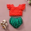 Ensembles de vêtements CitgeeSummer Bébé Fille Tenues Manches Dot Imprimer Tops Bow Pastèque Shorts Vêtements Ensemble