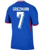 نهائيات Maillots de Football 2024 كرة القدم Jersey French Mbappe Football Dorts Mbappe Griezmann Kit Shirt Hommes Enfants Men Kids Frances Dembele Giroud Benzema