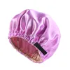 Yeni Kadın Saten Bonnet Çift Katmanlı Uyku Gece Kapağı Silky Türban Kıvrımlı Türban Ayar Şapkası Kıvırcık Yaylı Saç Stil Aksesuarları