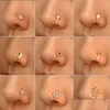 Nose Rings Studs Fashion Ring Charm Crystal Butterfly Pentagram Women Fake Piercing Clip On Ear Body Jewelry Drop Delivery Otanb