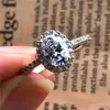 Con pietre laterali femminile di lusso piccolo anello ovale vintage 925 anelli di matrimoni in pietra zircone in cristallo d'argento promesso impegno per le donne