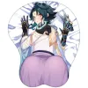 Kuddar genshin påverkan 3d mus dyna med handledsstör stereo mousepad anime xiao zhongli ganyu silikon skydd pad dator spel musmatta