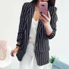 Automne hiver convient aux femmes Blazer Mujer vestes formelles bureau dame ouvert avant manteau cranté mode rayure noir blanc 240327