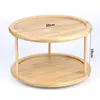 Kitchen Storage Round Bamboo Turntable Cabinet Organizer 2 Tier Spice Rack Removable Spinning Tray For Multi-Purpose