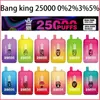 Bang 25000 Bang King 25000 Nicotina resistenza 5% 3% 2% 0% Capacità di pod 23 ml Batteria da 650 mAh Type-C bobina di tipo Crazvapes 25000 sbuffi