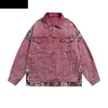 Amerikanische Retro Mi Rosa Patchwork Workwear Jacke Paar Lose Lässige High Street Denim Jacken Männer Tops Männlich Kleidung C0Rd #