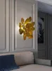 ウォールランプクリエイティブモダンライトラグジュアリーランプリビングルームソファ背景装飾学習オールコッパーハイエンドの葉
