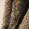 スカーフエスニックスタイルモンゴルのポンチョソフト冬の温かい模倣カシミアニットケープロンビックストライプタッセルショール女性ファッション