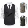 2023 Happyjeffery hommes costume gilet gilet Busin col irrégulier double boutonnage hommes fête formelle Dr Blazer gilets V15 H2Oi #