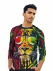 new Hand-painted Li Men's Crew Neck Lg Sleeve T-shirt Full Body 3D Printed Fi Top Animal Pattern Popular Polyester Tees u4ey#