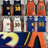 Классический ретро баскетбол 30 Стивена Карри с принтом 2009-10, винтажные трикотажные изделия с принтом синего, оранжевого и белого цвета с карри, дышащие спортивные рубашки